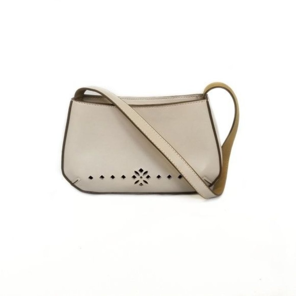 Mondani New York Small Perforated Leather Baguette Pochette Purse